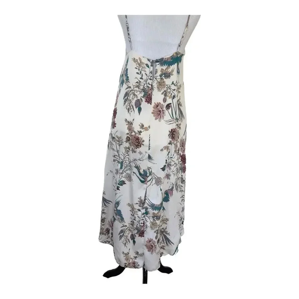 Honey Punch Spring Cream Floral High Low Dress with side Pockets - Picture 4 of 11